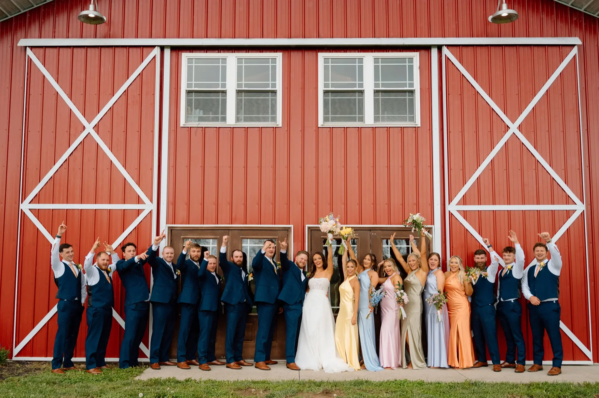 Wedding reception at dusk, Abram Farms