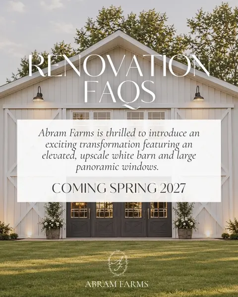 Instagram post from @abramfarms: 2027 renovation FAQs