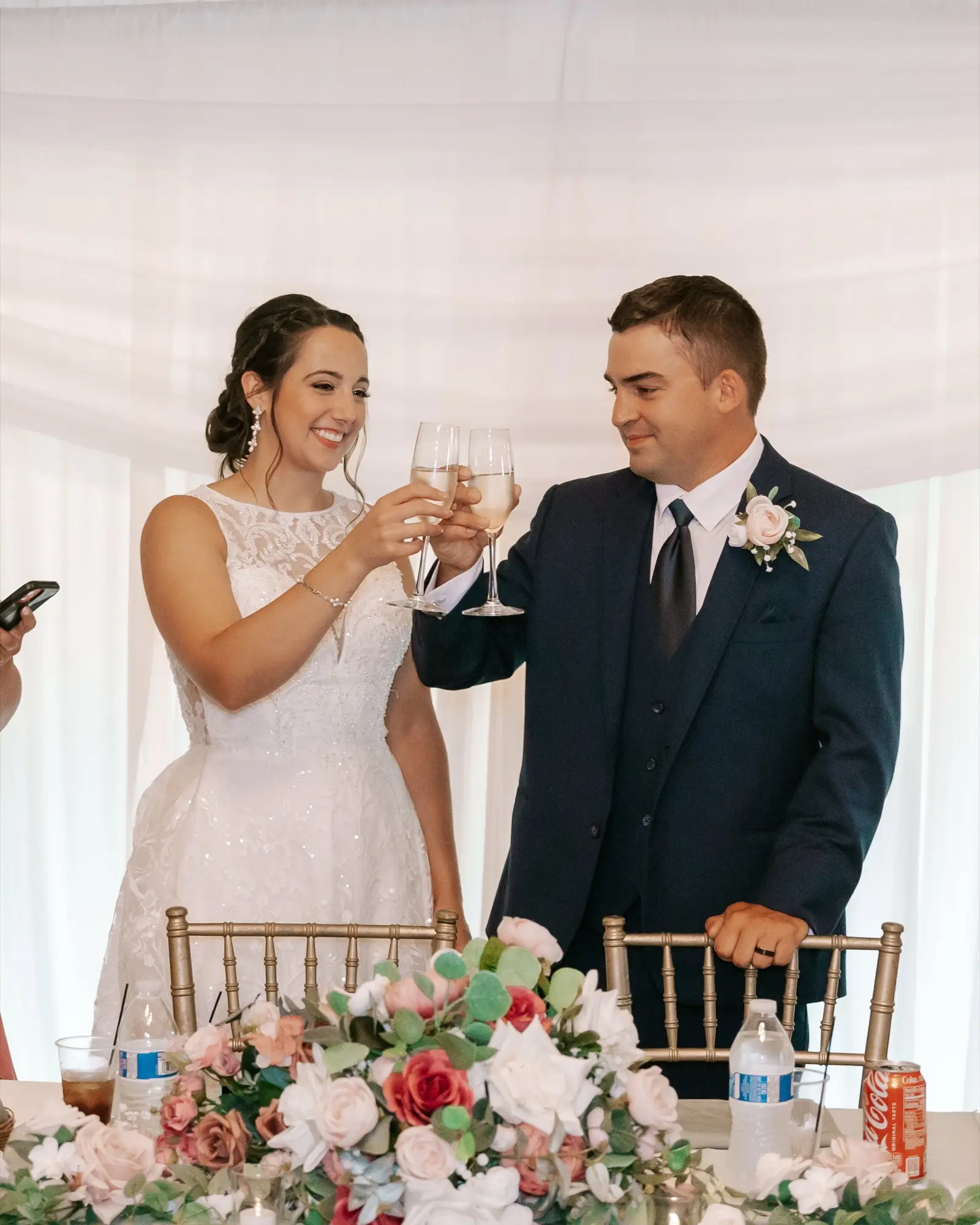 Jarrett and Naomi's wedding, couple portrait at Abram Farms
